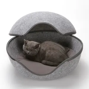 Yeni stil kedi yatak fabrika fiyat yumurta şekli keçe sıcak kişilik pet yatak köpek kulübesi köpek evi kedi yuva yavru uyku yuva