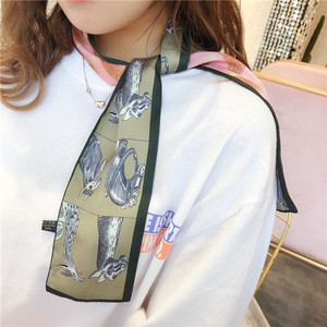 Delle donne Giraffa di Stampa di <span class=keywords><strong>Collo</strong></span> Sacchetti di Decorazione Del Nastro Dei Capelli Sciarpa di Seta Skinny Sciarpa - Product Image 6
