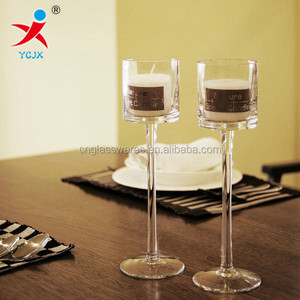 Haute qualité longue tige porte-bougie <span class=keywords><strong>en</strong></span> <span class=keywords><strong>verre</strong></span> bougie <span class=keywords><strong>en</strong></span> <span class=keywords><strong>verre</strong></span> gobelet titulaire - Product Image 1