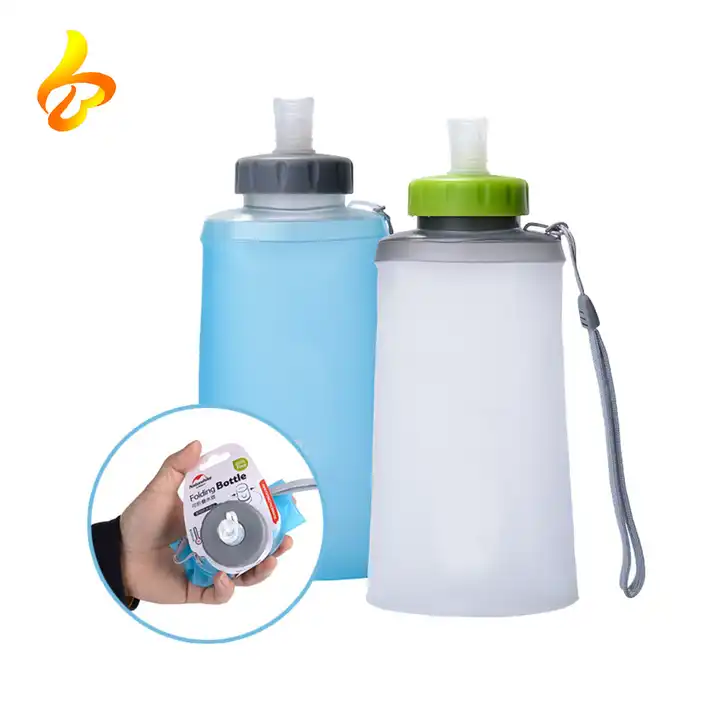 1pc Foldable Soft Sports Water Bottle, Silicone Squeeze Bag With