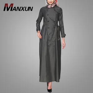 الصين تصنيع اللباس المغربي التقليدي الأسود الدنيم عباءة مسلم تصميم الأزياء زر الملابس الإسلامية