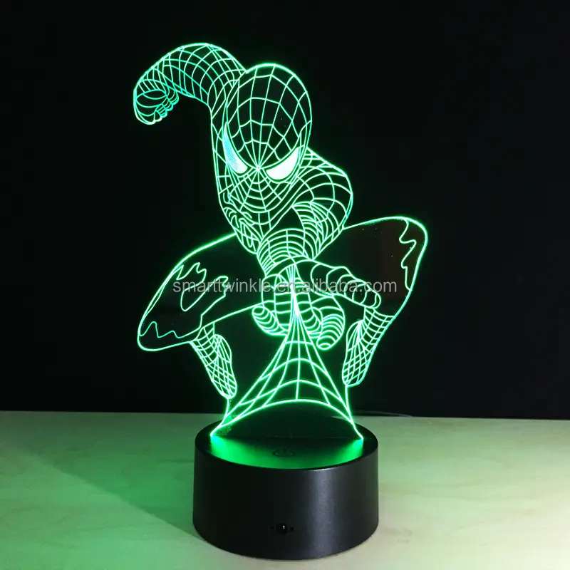 אשליה 3D גיבור איש עכביש מדהים 7 צבעים שינוי Led לילה אור מנורת שולחן