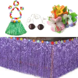 الأرجواني هاواي الجدول حولا تنورة مع حمالة صدر جوز الهند ، زهرة ليو وهاواي مشبك شعر