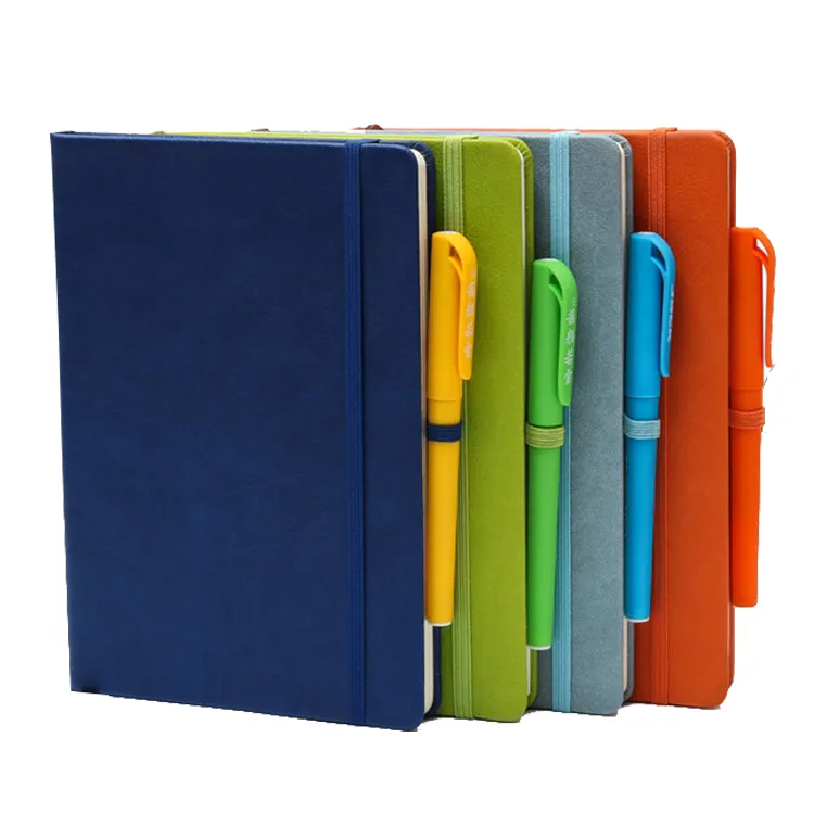 Rental goedkope PU lederen A4 journal notebook met elastische band Aangepaste briefpapier dag planner persoonlijke dagboek organizer