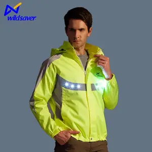 蛍光グリーンブルーバイクled反射安全ライトジャケット