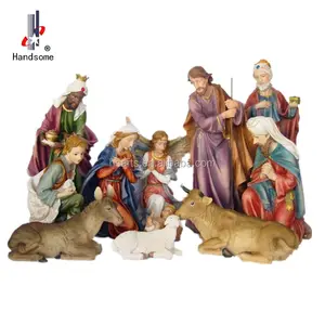 Sublimation 18 Zoll Harz Religiöses Handwerk im Freien Weihnachten Thanksgiving Day Feiertage Geschenk Dekorationen Krippe Set