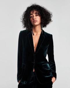 Custom Fashion Winter <strong>Ladies</strong> Single Button <strong>Velvet</strong> Blazer <strong>Jacket</strong> for Women - Product Image 2