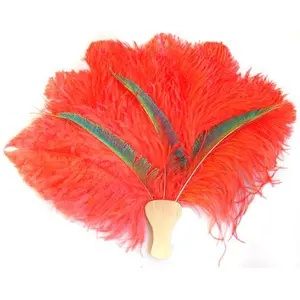 Dyed Manufacturer Ostrich Feather Fan With Lady Amherst Tails Decorative Hand Fans For Party