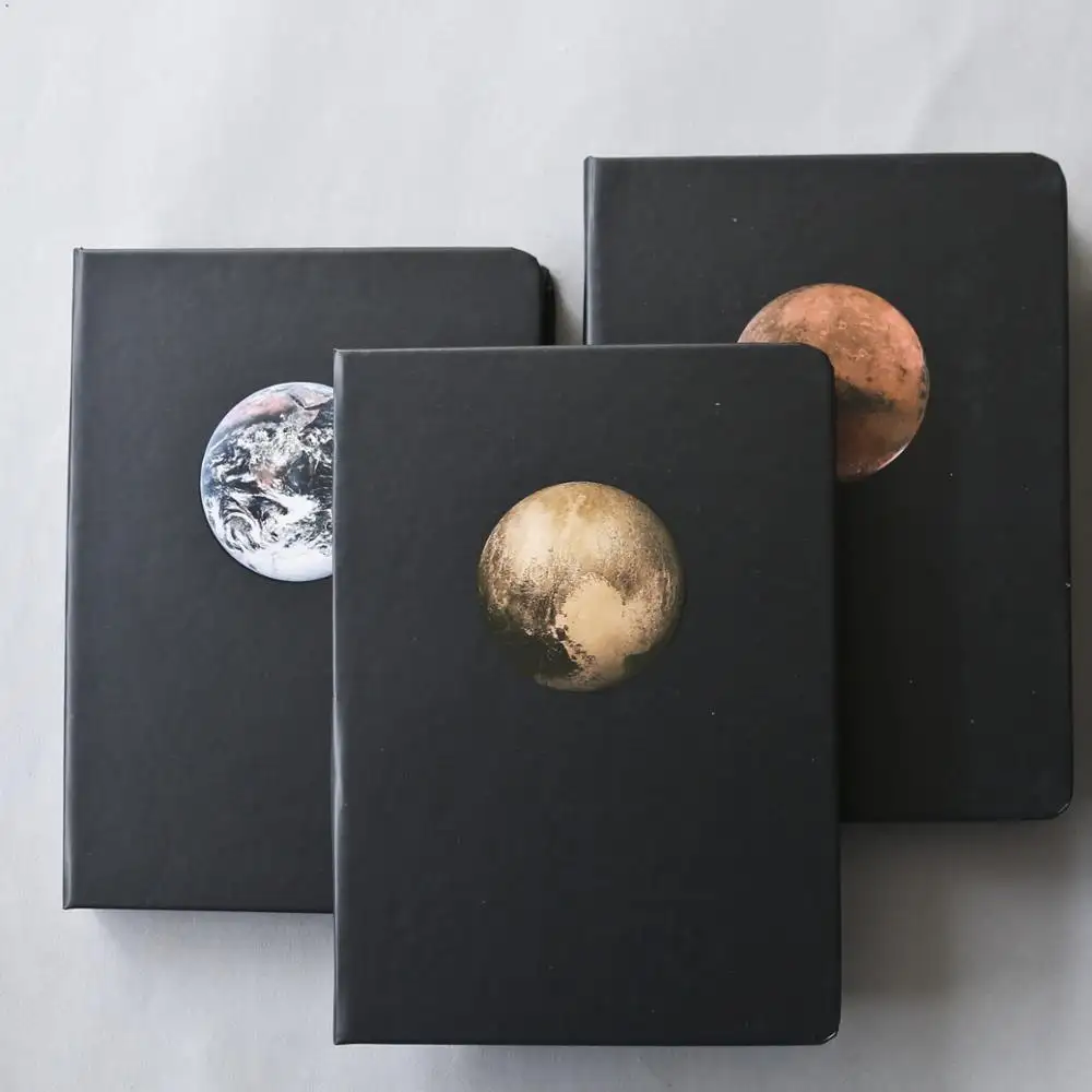 planet black card hardcover black blank page hand notebook