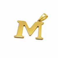 Gold plated alphabet necklace-cz studded initial M 