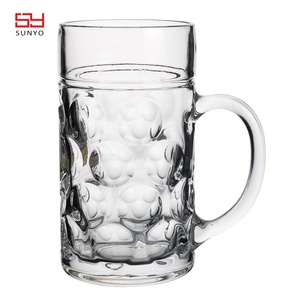 Verres en verre français, mug à bière de 1 litre, mug à bière Dimple avec poignées - Product Image 5