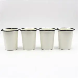 New 2024modern typography kind of mugs white enamelware enameled coffee tumbler for 200ml 300ml 450ml 500ml