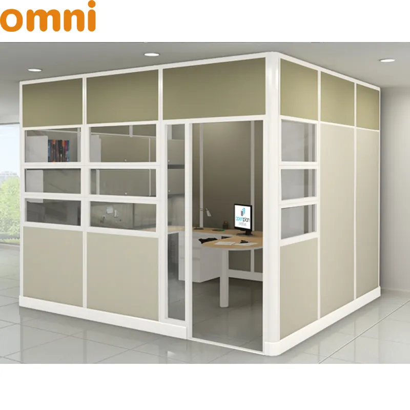 Cubículo de oficina con puerta, marco de aluminio, pared de partición alta completa, fabricante