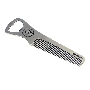 Fashion Stainless steel promotional gifts wholesale beard comb bottle opener