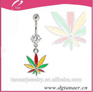 316l de acero quirúrgico rasta pot de la hoja botón del vientre del ombligo anillo - Product Image 1