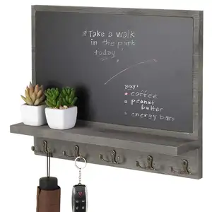 Home Decor Rustieke Stijl Houten Wand Schoolbord Message Board met Sleutel Haken