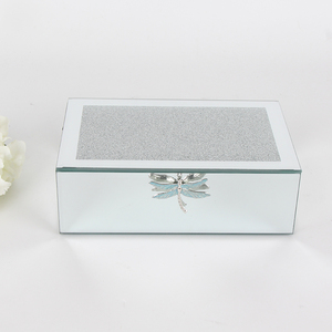 In Stock! Wholesale Butterfly Crystal <strong>Mirror</strong> Glass Jewelry <strong>Box</strong> with Velvet Storage Display Wedding - Product Image 3