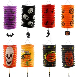 Halloween Gevouwen Hand Gemaakt Cilinder Orgel Papieren Lantaarns