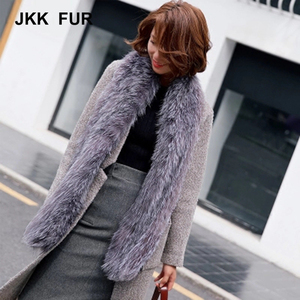 Mujeres de invierno Real Fox Fur bufanda cuello de <span class=keywords><strong>zorro</strong></span> plateado <span class=keywords><strong>Super</strong></span> moda bufanda larga - Product Image 2