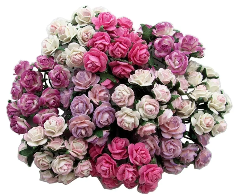 100 шт. мини розы смешанного розового цвета цветок тутовой бумаги 10 мм спарбукинг Свадебный кукольный домик товары карточка