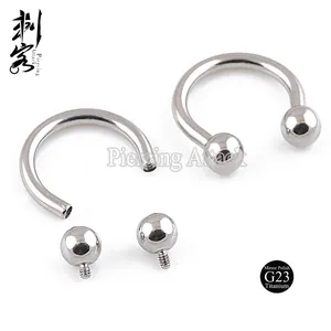 G23 Titanium Internally Threaded Circular Barbell Lip Ring Titanium Jewelry