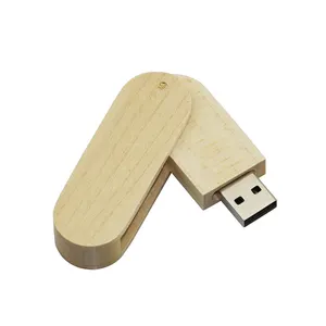 Usb 2.0 Usb Flash Drive Swivel Wooden with Logo and Wooden Box Package, Multi Storage 4GB 8GB 16GB 32GB Stick Stock