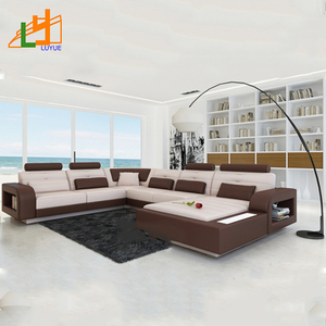 Salon Meubles L Forme Bookrack Repose-Main Véritable Canapé En Cuir Ensemble Moderne Classique Canapé Moderne - Product Image 2