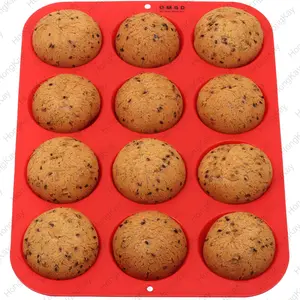 12 bardak silikon Muffin tepsi-BPA Free Muffin üst tava-Cupcake fırın tepsisi