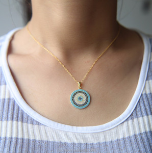 2022 Baru Mikro Zirkonia Jimat Mata Jahat Yunani Perak Disepuh Beruntung Mata Biru Kalung Elegan Wanita Gadis Hadiah Indah Perhiasan - Product Image 6