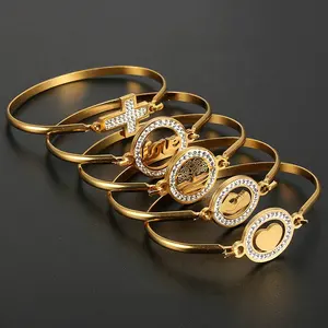 Pulsera de acero inoxidable 316L con hebilla para mujer, brazalete de oro de lujo, regalo de San Valentín, joyería