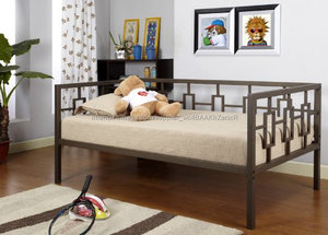 Brun métal double taille jour lit cadre avec lattes métalliques et pop up <span class=keywords><strong>gigogne</strong></span> - Product Image 2