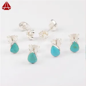 SS177 Natural Turquoise Stone Stud Earrings, drop earrings 925 sterling silver jewelry