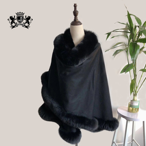 Vrouwen Winter Natuurlijke Echt Bont Cashmere Poncho Bruiloft Echt Vos Bont Cape - Product Image 1