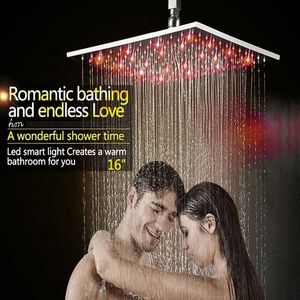 16 pouces LED Pommeau de <span class=keywords><strong>Douche</strong></span> à Éclairage/304 SUS BROSSÉ POMME DE <span class=keywords><strong>DOUCHE</strong></span> <span class=keywords><strong>POUR</strong></span> SALLE DE BAIN - Product Image 4