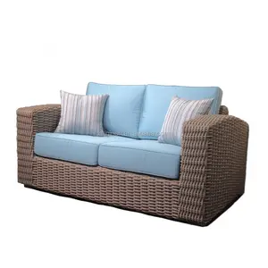 Новое поступление 2016, домашний и садовый набор для отдыха с голубыми подушками, полипропиленовая мебель из ротанга с круглым сердечником