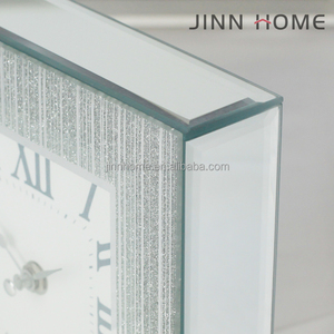 8x8x2 Inch Crystal Sparkle Twinkle Bling Square Mirrored <strong>Table</strong> <strong>Top</strong> Decorative <strong>Clock</strong> With Glitter for Home Decoration - Product Image 3