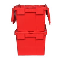 Bac de rangement logistique en plastique personnalisé, empilable, avec couvercle attaché, pour le stockage et le déménagement, en PP