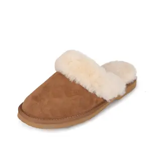 Pantofole in Pelliccia di Pecora per Donna, Uso Interno/Esterno, Invernali, <span class=keywords><strong>con</strong></span> Tomaia in Camoscio, Prezzo di Fabbrica - Product Image 1