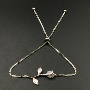 Echsio Rose Metal Circonita pulsera ajustable CZ Flor Pulsera para mujer Joyas oro blanco de plomo y níquel libre sl896 - Product Image 2