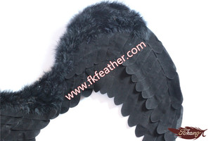 Negro Tela Del <span class=keywords><strong>Ala</strong></span> Del Ángel De Hadas Para Adultos Y Fuentes Del Partido de Halloween de Plumas de Pavo - Product Image 3