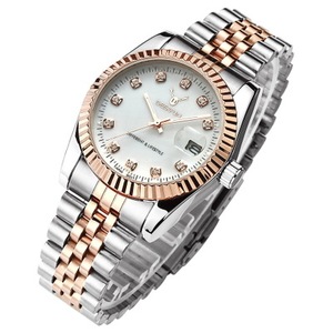 Relojes de pulsera dorados de lujo para <span class=keywords><strong>mujer</strong></span>, de acero inoxidable de alta gama, oro real, resistente al agua, con fecha automática, pantalla analógica de cuarzo CON 1193BZ - Product Image 1