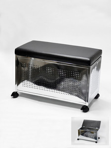 Tabouret panier de rangement moderne en cuir noir avec fil acrylique - Product Image 6