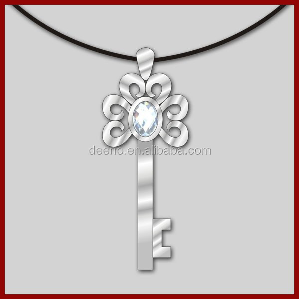 Fleur De Lis Style Zircon Clé Pendentif Bijoux En Gros