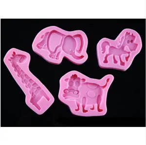 Dụng Cụ Làm Bánh Bò Dễ Thương Voi Ngựa Hươu Cao Cổ Silicone Khuôn Trang Trí Cupcake Trang Trí Gumpaste Công Cụ Fondant Khuôn