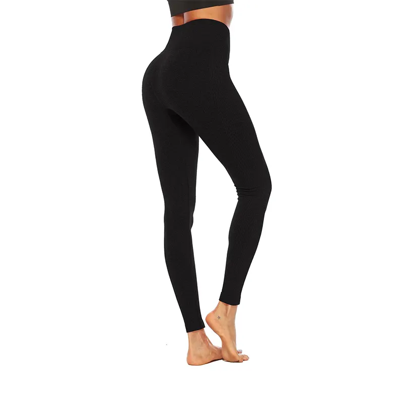 Pantaloni da Yoga neri a vita alta Scrunch Butt all'ingrosso Fitness Leggings di dimensioni giganti Leggings senza cuciture da donna da palestra