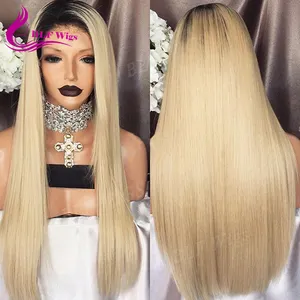 Ombre Two Tone 1b 613 Lace Front Wig Silky Straight Full Lace Human Hair Wig with Baby Hair