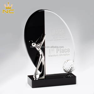 Placa de Cristal Negra Personalizable Hecha a Mano para Trofeo de Golf con <span class=keywords><strong>Caja</strong></span> de Regalo para Premios y Recuerdos de Clubes de Golf - Product Image 4