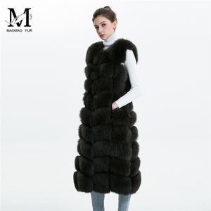 Chaleco Sexy de piel para mujer, chaleco de piel de zorro Real, cálido sin mangas, ropa de abrigo, chaleco de piel largo personalizado - Product Image 2