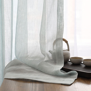 Nhà cung cấp chuyên nghiệp Doris slub Tulle vải 100% polyester Linen cái nhìn <span class=keywords><strong>Sheer</strong></span> Voile rèm vải nhà dệt vải - Product Image 4