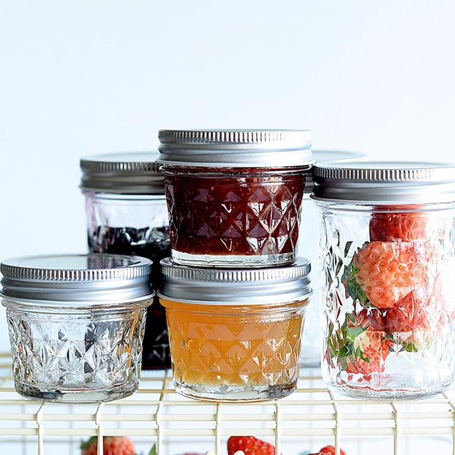 100ml  wide mouth Promotional Wholesale Small Sealed Glass Mason Jar with metal lid without handle